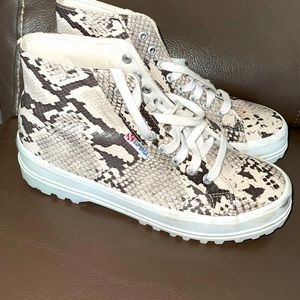 Superga high top snake skin sneakers